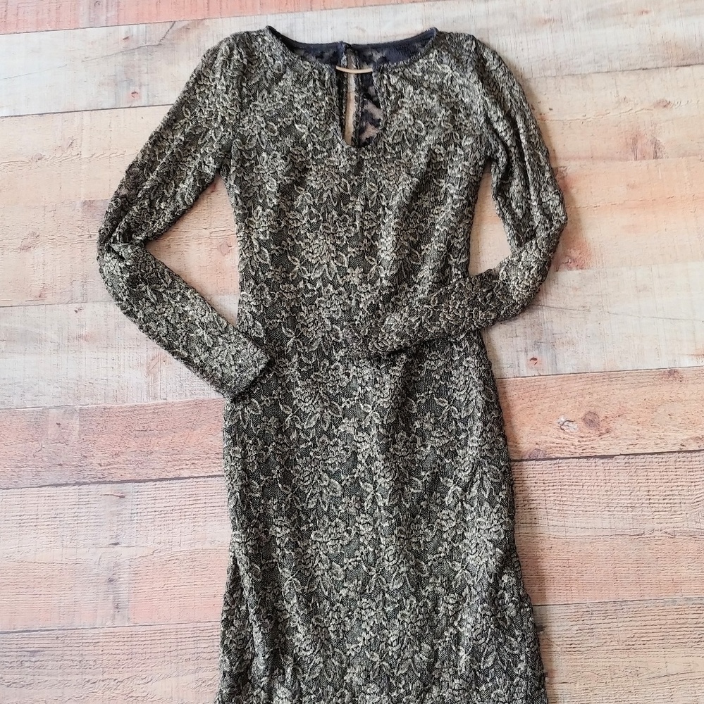 🌸Bisou Bisou Sheath Metalic Lace Dress - Picture 2 of 5